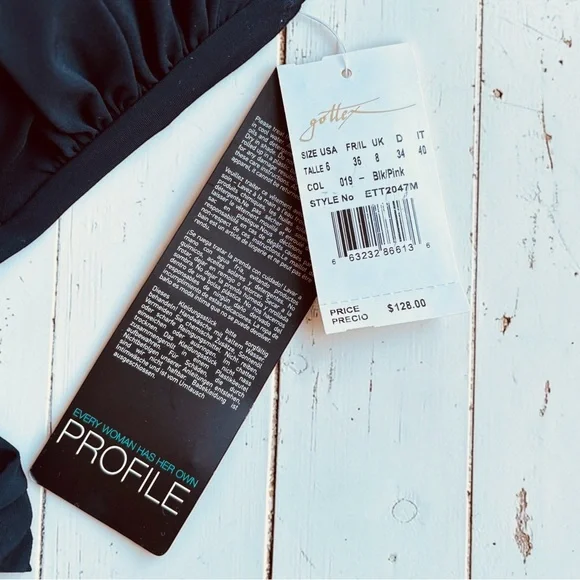 Profile by Gottex Swimdress Size 6 Black Ruched One Piece - Picture 3 of 12